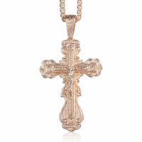 Wholesale Davieslee Cross Necklace For Women Men CZ Crucifix Rose Gold Pendant Mens Woman Jewelry Drop Gifts DGP172