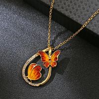Wholesale Couple Butterfly Pendant Necklace Valentine s Day Gifts For Women Unique Multicolour Crystals Oil Painting Animal Choker Necklaces