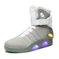 Wholesale 2022 Authentic Air Mag Back To The Future Glow In The Dark Gray Sneakers Marty Mcfly S Led Shoes Lighting Up Mags Black Red Boots With22