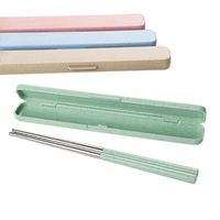 Wholesale Chopsticks HILIFE Wheat Straw With Storage Box Portable Travel Chinese Stainless Steel Pair Sticks