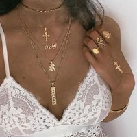 Wholesale Vintage Retro Statement Multilayer Necklaces Charm Alloy Geometric Baby Cross Ornaments Pendants Sweater Clavicle Chains Accessories Fashion Jewelry For Women