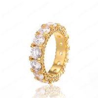 Wholesale Fashion Hip Hop Mens Women Bling Ring Yellow White Gold Plated Bling Round CZ Diamond Ring for Men Women Nice Gift for Friend