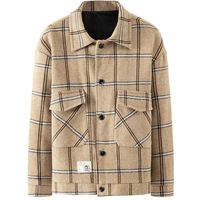 Wholesale Men s Winter Woolen Lapel Fashion Trend Plaid Jacket Male High Quality Straight Warm Wool Warn Coat Jackets