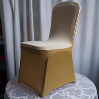 Wholesale Chair Covers WedFavor Gold Glittering Elastic Stretch Cover Spangled Spandex Lycra For El Banquet Wedding