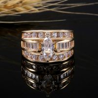 Wholesale Cluster Rings CAOSHI Trendy Style Wedding For Women Luxury Dazzling Gold Color Band Engagement Gifts Good Quality Size