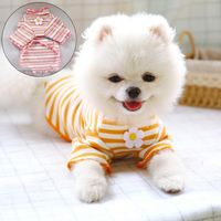 Wholesale Dog Apparel Clothes Flower Stripe Vest Shirt Spring Summer Pet For Small Dogs Puppy Yorkshire Tzu Dachshund Shirts Outdoor Ropa