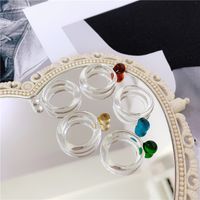 Wholesale Korea Fashion Colorful Transparent Acrylic Ring Geometric Round Ball Glass Rings For Women Trendy Finger Jewelry Gifts