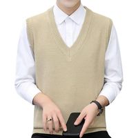 Wholesale Men s Vests Men Autumn Vest Solid Color V Neck Sleeveless Knitted Pullover Tank Tops For Boys Sweater Sueter Masculino Wool Vest