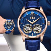 Wholesale Wristwatches Reloj LIGE Double Tourbillon Switzerland Mens Watches Automatic Watch Men Self Wind Fashion Mechanical Wristwatch Leather Clock