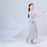 Wholesale Casual Dresses Children s Dress Long sleeved Princess Tail length Cosplay Performance Illusion Puffy Lace Ceremony Costume Gifts
