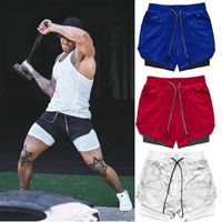 Wholesale Men s Shorts Summer GEKM Two In One Fitness Double Quick Drying Pants Sports Running Basketball Training Capris