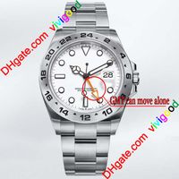 Wholesale 2 Color Selection Best MM movement with Asia modified Explorer White Dial Black II Ref SS SS Black Men Watch Watches