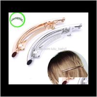 Wholesale Pins Cool Long Clips Metal Gold Sier Plain Arc Tube Big Hairgrip Hairpin Hair Clip For Women Gbggg Fmbcz