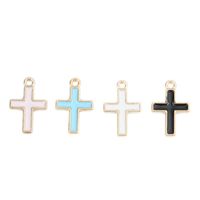 Wholesale Charms Doreen Box Religious Cross Gold Color Metal Colorful Enamel Pendants DIY Making Necklace Earrings Jewelry mmx11mm