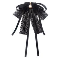 Wholesale Pearl Bow Tie Brooch Black Fabric Lace Cravat Necktie Pin And Brooches Shirt Dress Luxury Jewelry For Women Accessories Neck Ties