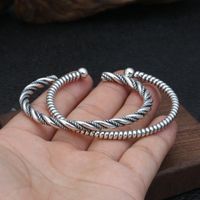 Wholesale Adjustable Bangle Real Sterling Thai Silver Weave Twist Opening Bracelet Men Women Jewelry