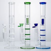 Wholesale Straight Tube Glass Bong Ice Pinch Triple comb Water Pipes Dab Oil Rigs Glass Bongs For Smoking With Glass Bowl HR316