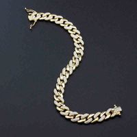 Wholesale trendy sterling sier jewellery gold plated miami cuban link chain bracelets for women men