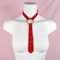 Wholesale Chokers Fashion Punk Women Red PU Leather Necktie Gothic Bow Tie Vintage Necklaces Trendy Collar Choker Cool Girl Accessories Jewelry