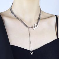 Wholesale Chokers Korean Classic B Letter Titanium Steel Short Necklace For Woman Gothic Jewelry Hip Hop Party Girl s Sexy Clavicle Chain
