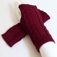 Wholesale Five Fingers Gloves Women Men Winter Warm Knitted Fingerless With Thumb Hole Chunky Twist Crochet Solid Color Stretch Half Finger Mittens Ar