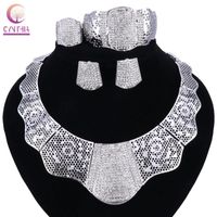 Wholesale Earrings Necklace Sales African Nigerian Wedding Bridal Dubai Big Silver Plated Jewelry Sets Beads Set