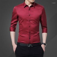Wholesale Men s Casual Shirts Fashion Long Sleeved Shirt White Blue Black Smart Male Social Dress Plus1