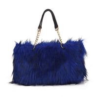 Wholesale Winter Women Bag Luxury Faux Fur Shopping Totes Metal Chain Handbag Plush Trendy Shoulder s Cold Woollen Design