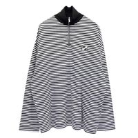 Wholesale 2021FW We11done Striped Zipper Tops Stand Up Collar Micro Standard Loose Long Sleeve T shirt Design Casual Style for Men and Women