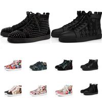 Wholesale fashion red bottoms casual shoes men women sneakers designer high low top Black White Camo Glitter leather suede mens womens spikes outdoor sports trainers eur