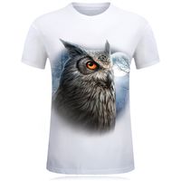 Wholesale Hot Selling New D Printed Owl T Shirt Cotton Casual Creative Short Sleeve Tshirt homme Male Summer Style Hip Hop O neck Tees