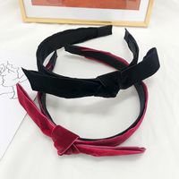 Wholesale Elegant Velvet Bow Hairband Headbands For Wedding Party Women Hair Accessories Knotted Headwrap Head Bands Black Red Hair Hoop