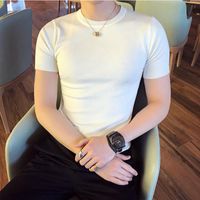 Wholesale Men s Sweaters Autum Winter Short Sleeve Sweater Men Clothing Simple O Neck Slim Fit Casual Knitted Pullovers Pull Homme Streetwear