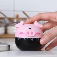 Wholesale Kitchen Timers Khaki Light Red Cartoon Pig Mechanical Timer Countdown Minutes Max No Battery Required Cooking Baking Studying