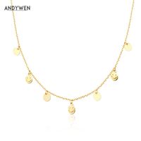 Wholesale ANDYWEN Sterling Silver Gold Pure Smile Happy Mood Face Smiley Charm Choker Necklace Long Chain Jewelry Luxury Jewels