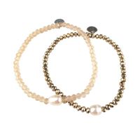 Wholesale Fashion Crystal Bracelet Stretch Pearl Women s Friendship Baroque Jewelry Scrub Cut Glass Beads Christmas Gift Bangle