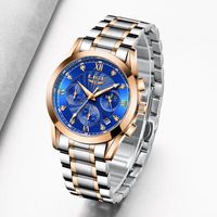 Wholesale Relogio Feminino LIGE Diamond Rose Gold Blue Watch Women Watches Ladies Creative Bracelet Female Waterproof Clock Wristwatches