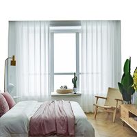 Wholesale Curtain Drapes Solid White Tulle Window Curtains For Living Room The Bedroom Modern Striped Volie Finished Sheer Panel Tend