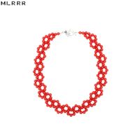 Wholesale Vintage Classic Natural Stone Jewelry Handmade Design Red Rubies Beaded Chain Strand Necklace Chokers
