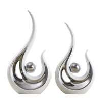 Wholesale 2Pcs Set Silver White Ceramic Abstraction Phoenix Figurines Handmad Crafts Modern Furniture Items For Living Room Home Decor Decorative Obje