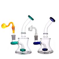 Wholesale Glass Bong water pipes flowers design Recycler dab oil rig hookah bubbler smoking ash catcher bongs with mm skull glass oil burner pipes