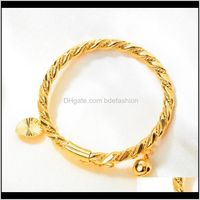 Wholesale Bracelets Jewelry10G Weight Fashion Gold Plated Bracelet Heart Bell Baby Childrens Bangle Bling Birthday Gifts Drop Delivery Anq1U