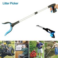 Wholesale Litter Reachers Foldable Long Trash Clamps Grab Pick Up Tool Curved Handle Design Factory House Garbage Pickup Grabber Tools