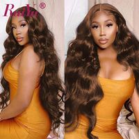 Wholesale Lace Wigs RuiYu Brown Body Wave Front Wig Colored Honey Brazilian Transparent TPART Chocolate Human Hair
