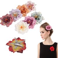 Wholesale peony Rose Artificial Flower Brooch Bridal Wedding Party Hairpin Women Hair Clips Headwear Girls Festival Hairs Accessories