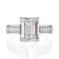 Wholesale Simple Rings Emerald Cut Silver Diamond Gold Plated Eternity Women Engagement Diamond Ring