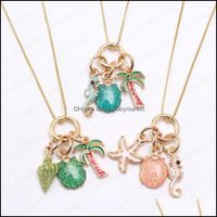 Wholesale Pendant Necklaces Pendants Jewelry Design Baby Diy Cute Chain Necklace Shell Seahorse For Girls Children Gift Gold Color Drop Delivery