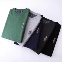 Wholesale Autumn Winter Thick Men s Sweater Pullover Polo Long Sleeve Casual Round Neck Mile Weft Knitted Cotton Warm Colors