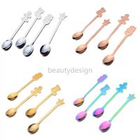 Wholesale Creative Christmas Stainless Steel Coffee Spoon Golden Snowman Ice Cream Small Spoons Dessert Stirring Spoon Tableware Supplies DD