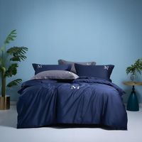 Wholesale Bedding Sets Modern Brief Embroidery Solid Color Duvet Cover With Zipper Ultra Soft Skin Friendly Egyptian Cotton Pieces Set